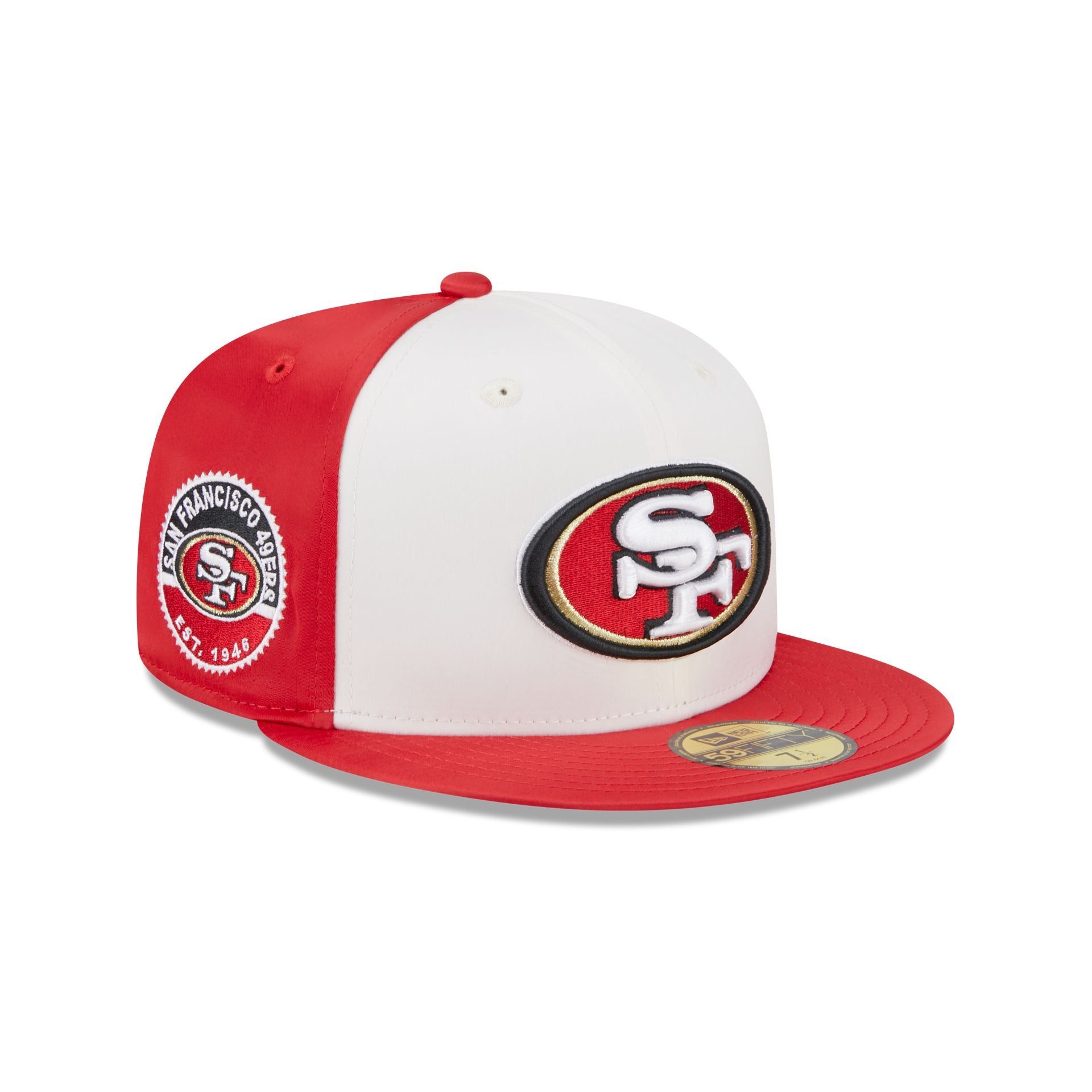 San Francisco 49ers Throwback Satin 59FIFTY Fitted Hat sold by New Era
