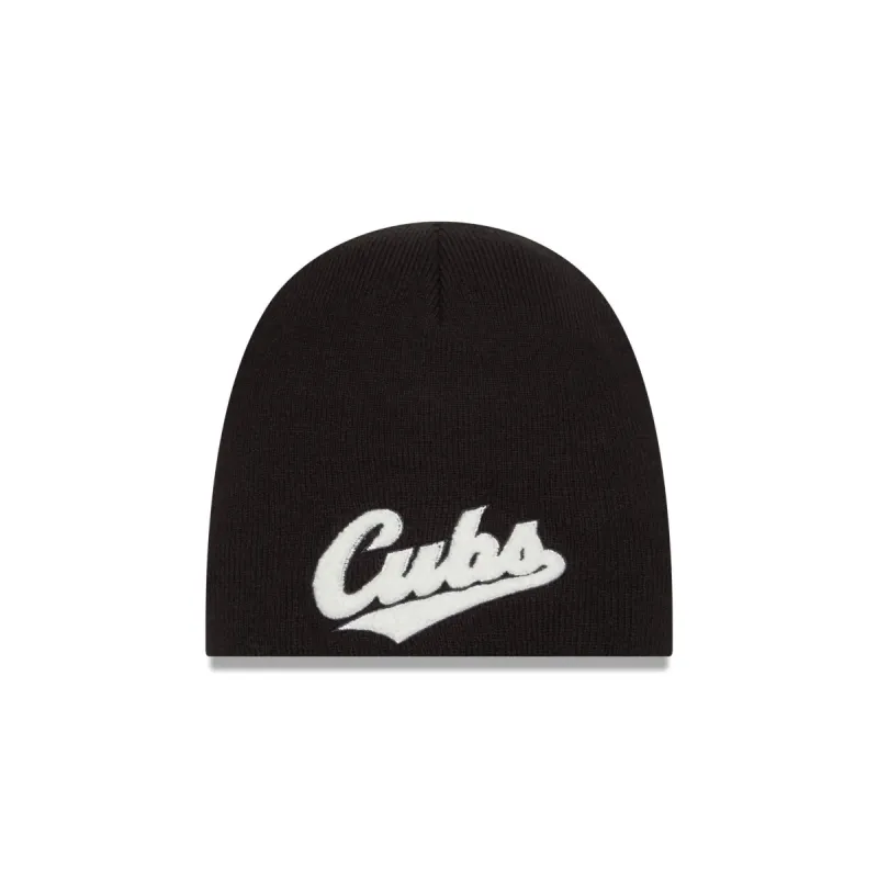 Chicago Cubs Chenille Script Knit Hat sold by New Era