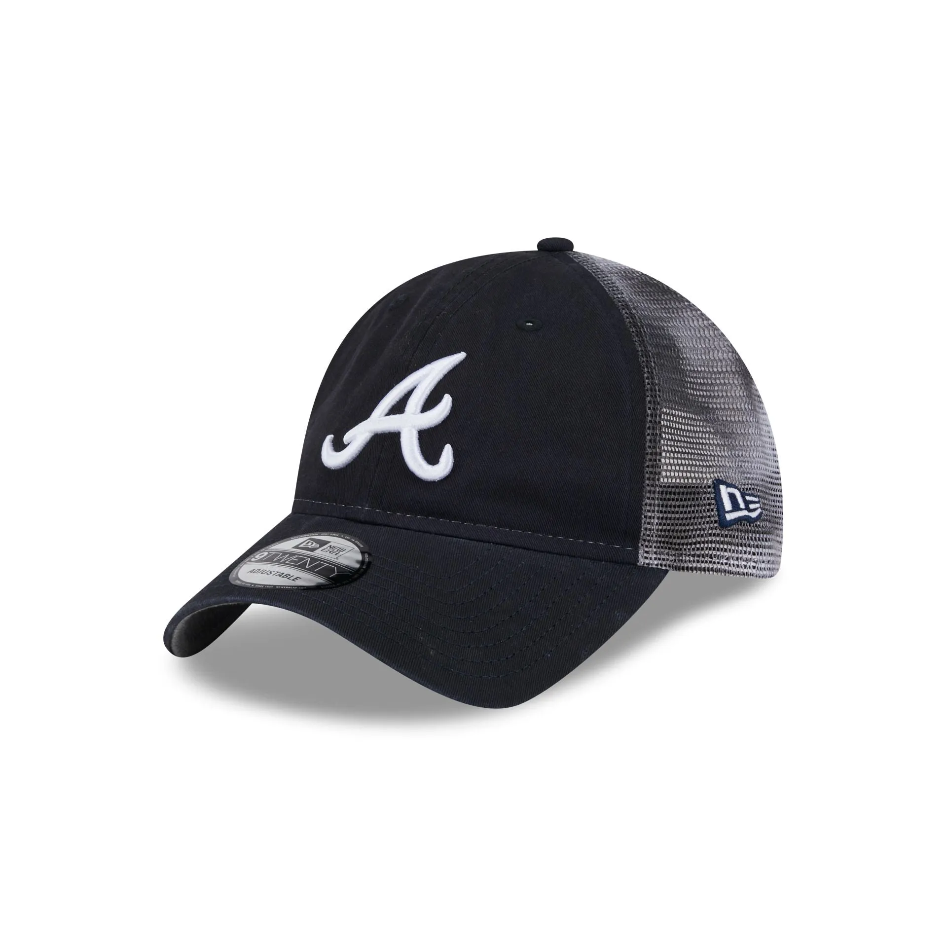 Atlanta Braves Slick 9TWENTY Trucker Hat sold by New Era