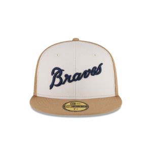 Just Caps Khaki Atlanta Braves 59FIFTY Fitted Hat sold by New Era