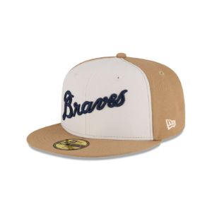 Just Caps Khaki Atlanta Braves 59FIFTY Fitted Hat sold by New Era