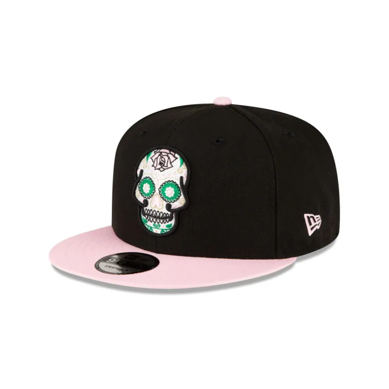 Day of the Dead Pink Sugar Skull 9FIFTY Snapback Hat sold by New Era