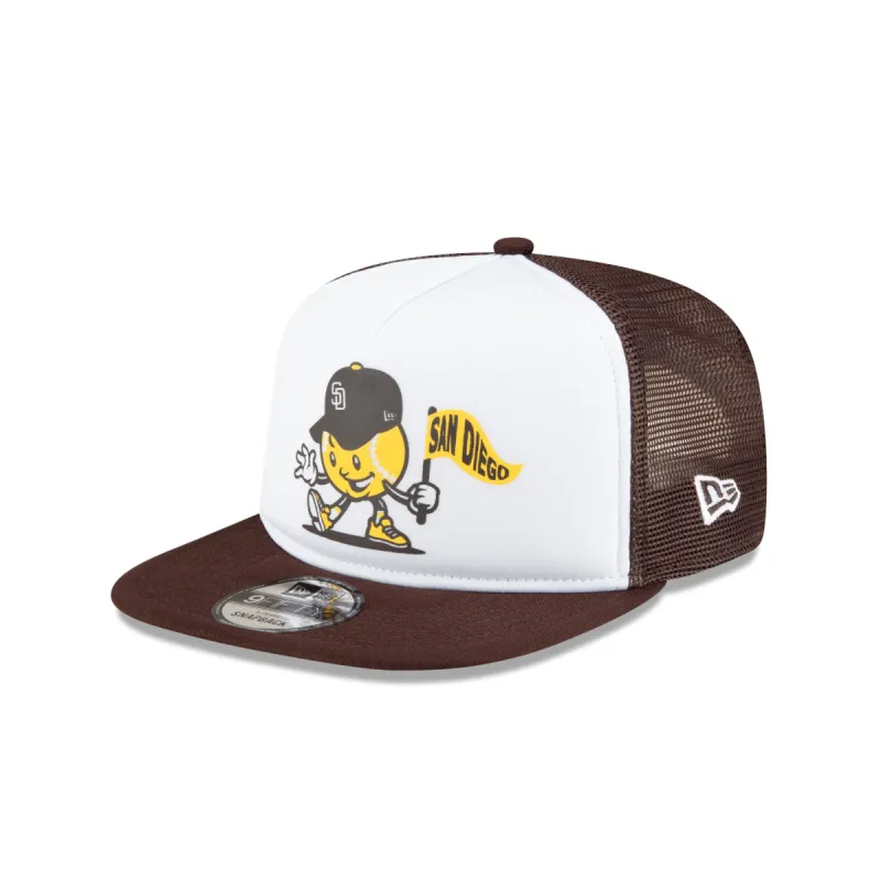 San Diego Padres Court Sport 9FIFTY A-Frame Trucker Hat sold by New Era
