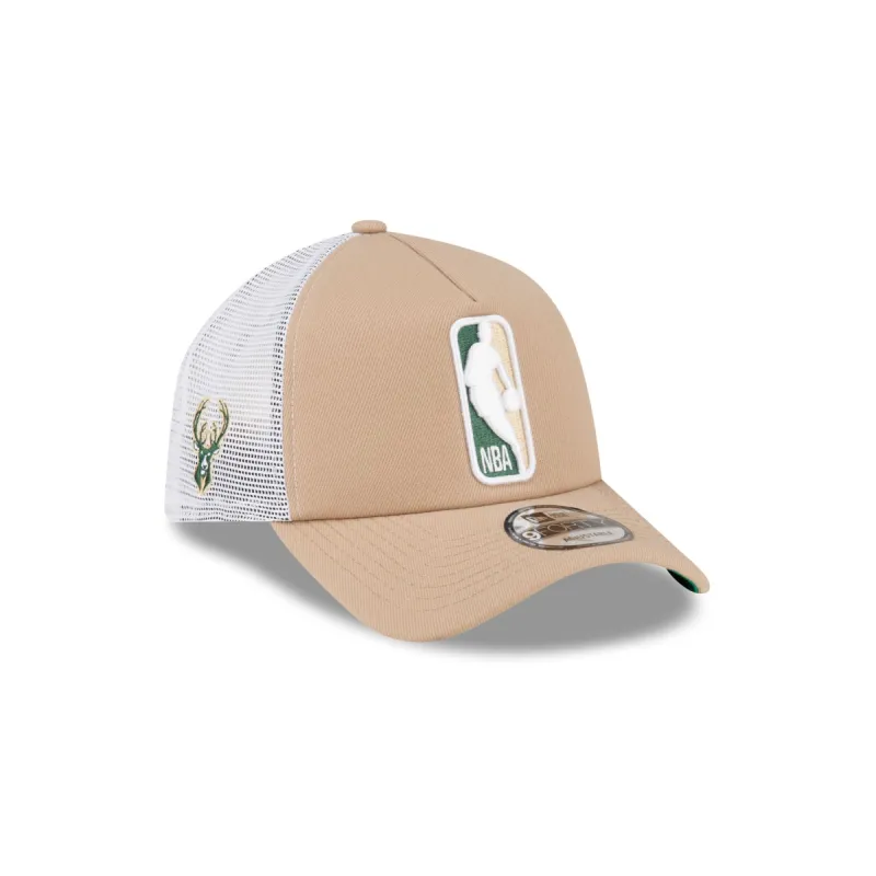Milwaukee Bucks Logoman 9FORTY A-Frame Snapback Hat sold by New Era