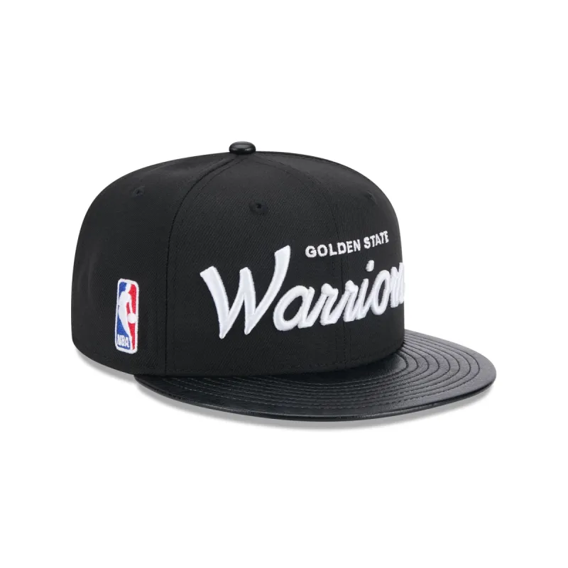 Golden State Warriors Faux Leather Visor 9FIFTY Snapback Hat sold by New Era