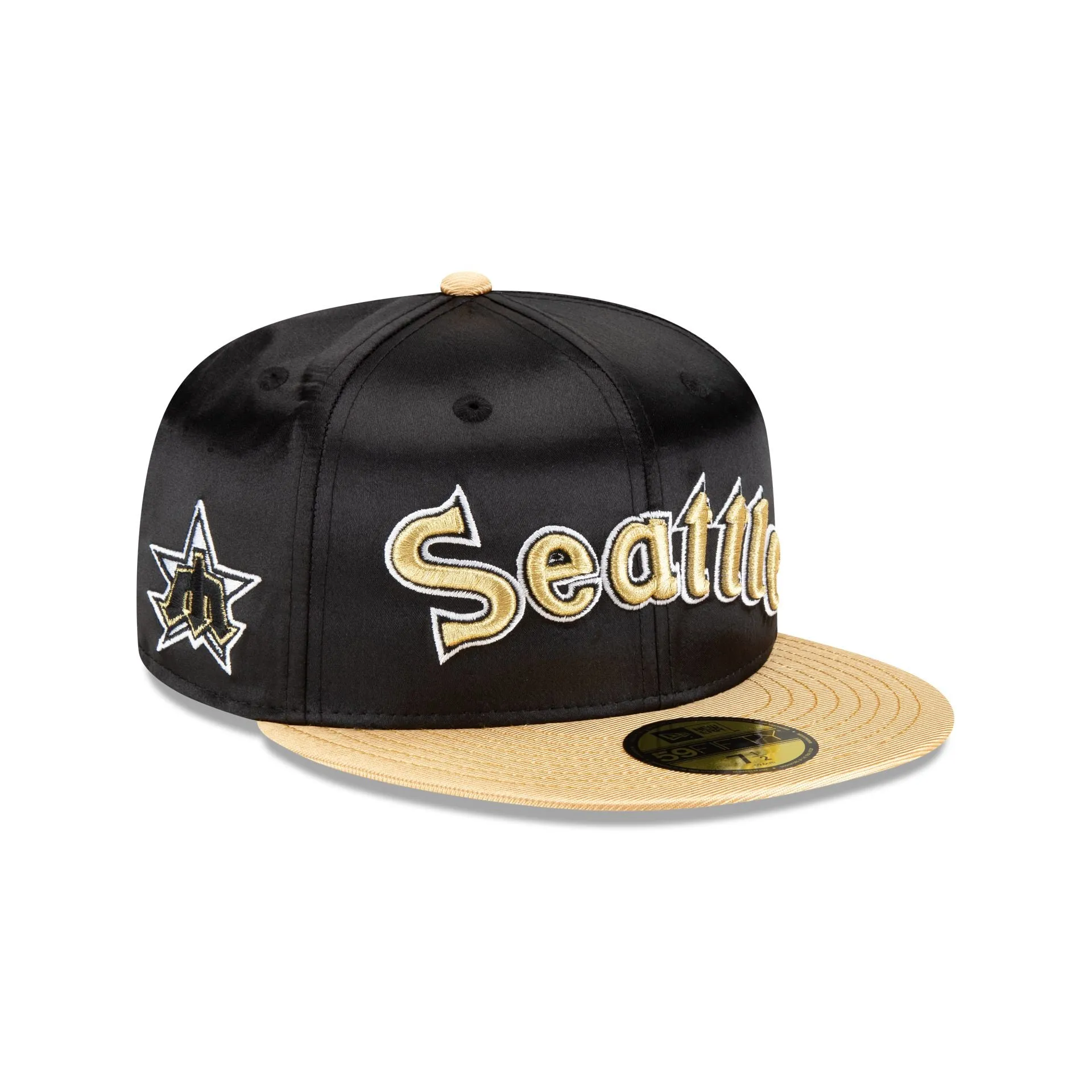 Seattle Mariners Metallic Gold 59FIFTY Fitted Hat sold by New Era