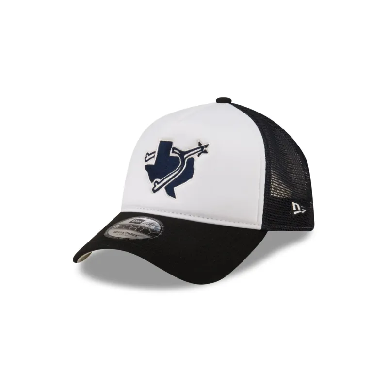 Texas Rangers White Crown 9FORTY A-Frame Trucker Hat sold by New Era