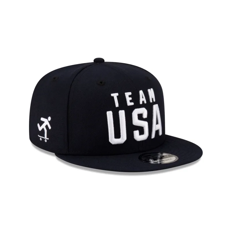 Team USA Skateboarding Navy 9FIFTY Snapback Hat sold by New Era