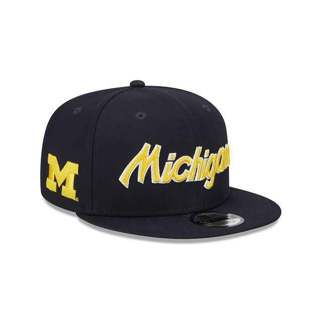 Michigan Wolverines Script Blue 9FIFTY Snapback Hat sold by New Era