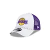Los Angeles Lakers Court Sport 9FORTY A-Frame Trucker Hat sold by New Era