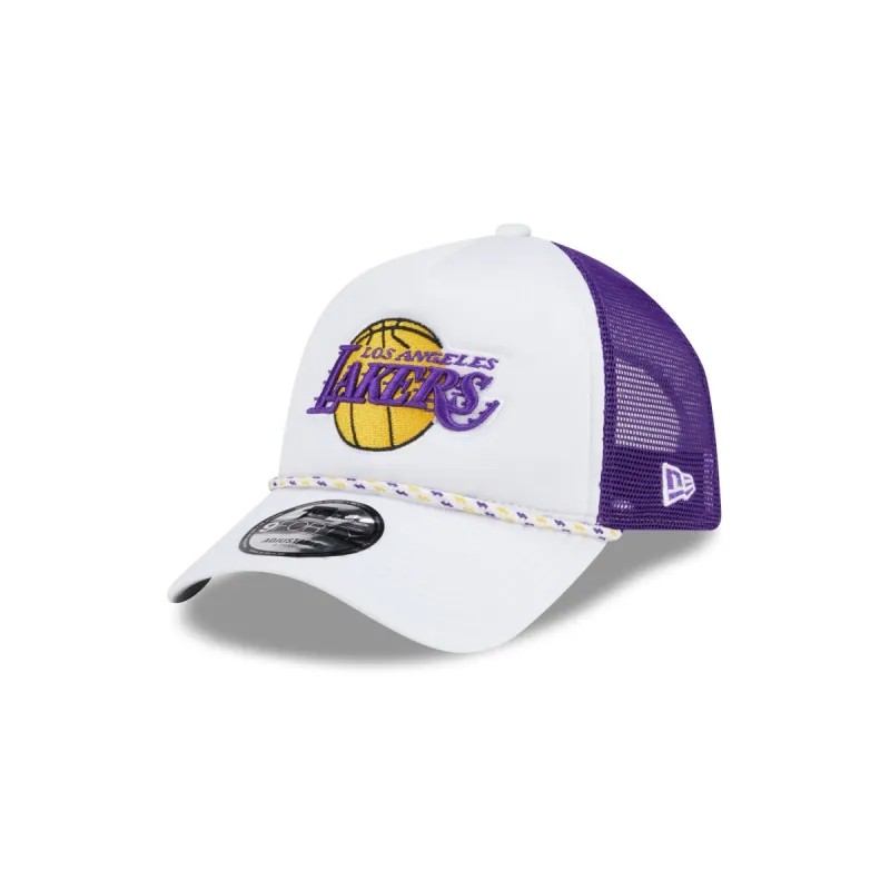 Los Angeles Lakers Court Sport 9FORTY A-Frame Trucker Hat sold by New Era