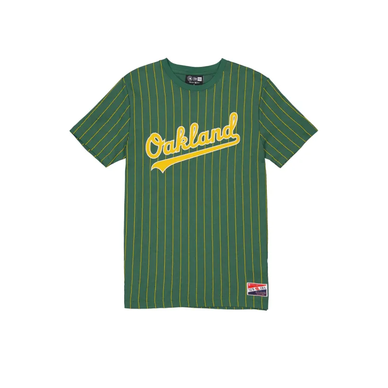 Oakland Athletics Throwback Pinstripe T-Shirt sold by New Era