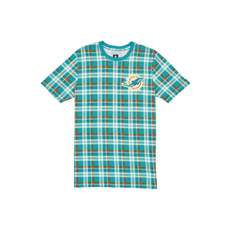 Miami Dolphins 3rd Down Plaid T-Shirt made by New Era
