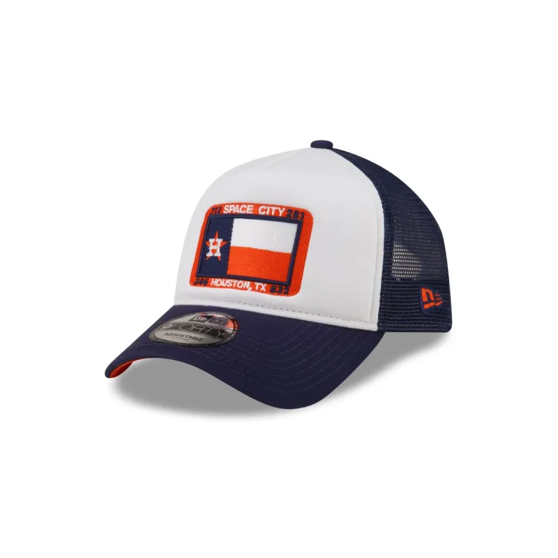 Houston Astros White Crown 9FORTY A-Frame Trucker Hat sold by New Era