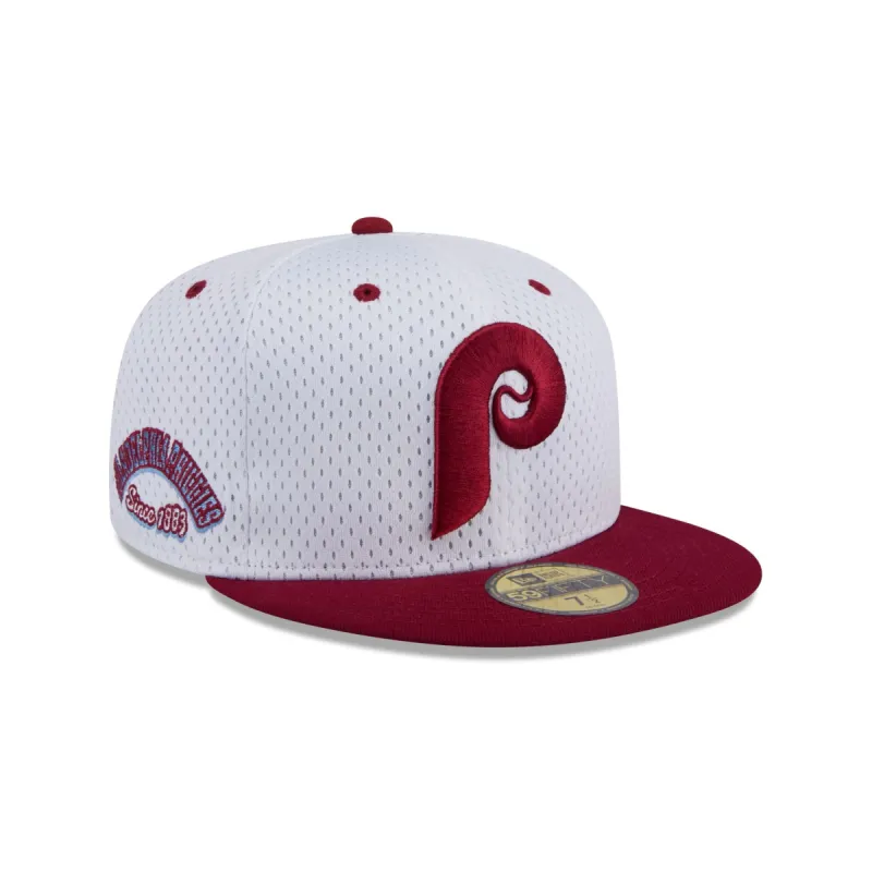 Philadelphia Phillies Throwback Mesh 59FIFTY Fitted Hat sold by New Era