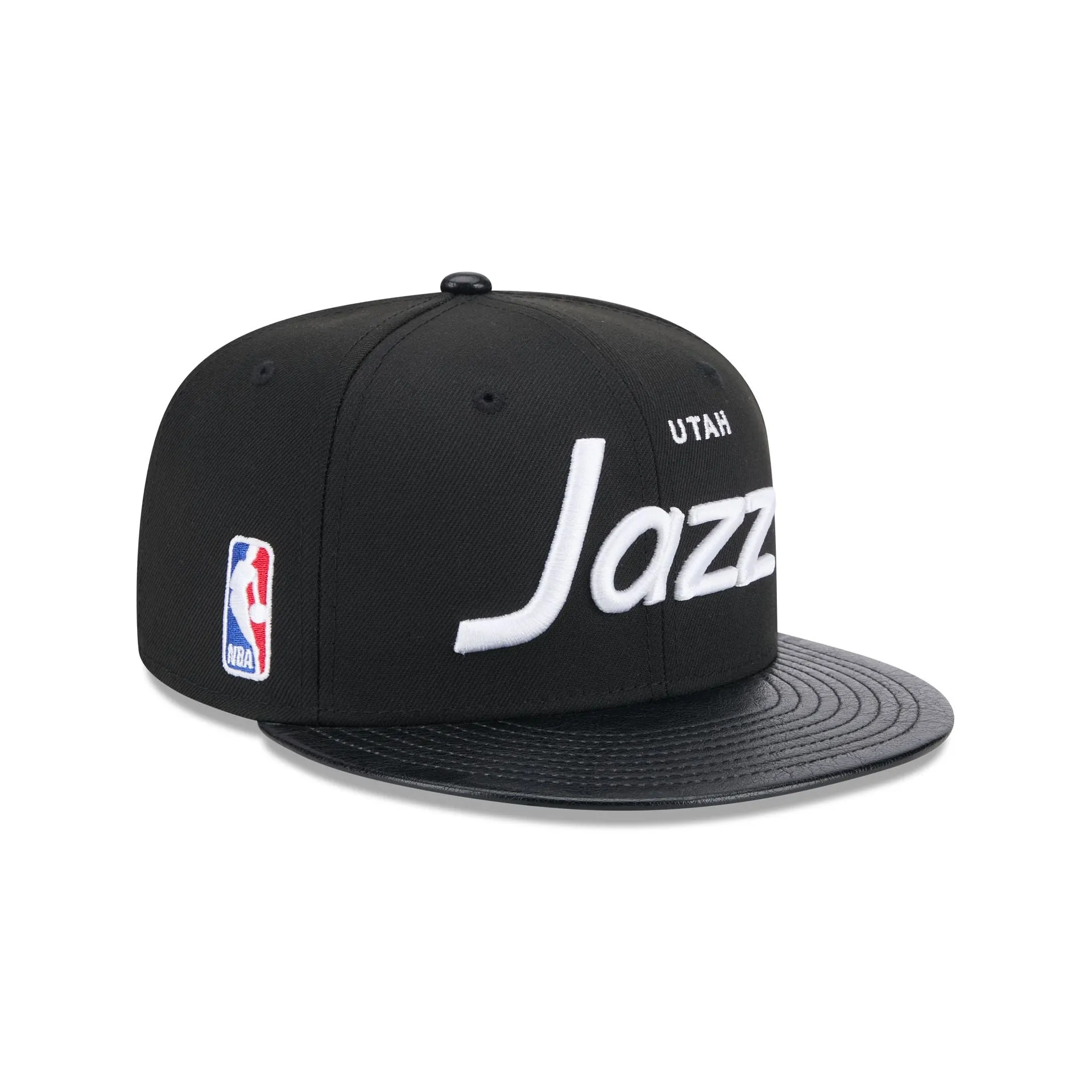 Utah Jazz Faux Leather Visor 9FIFTY Snapback Hat sold by New Era