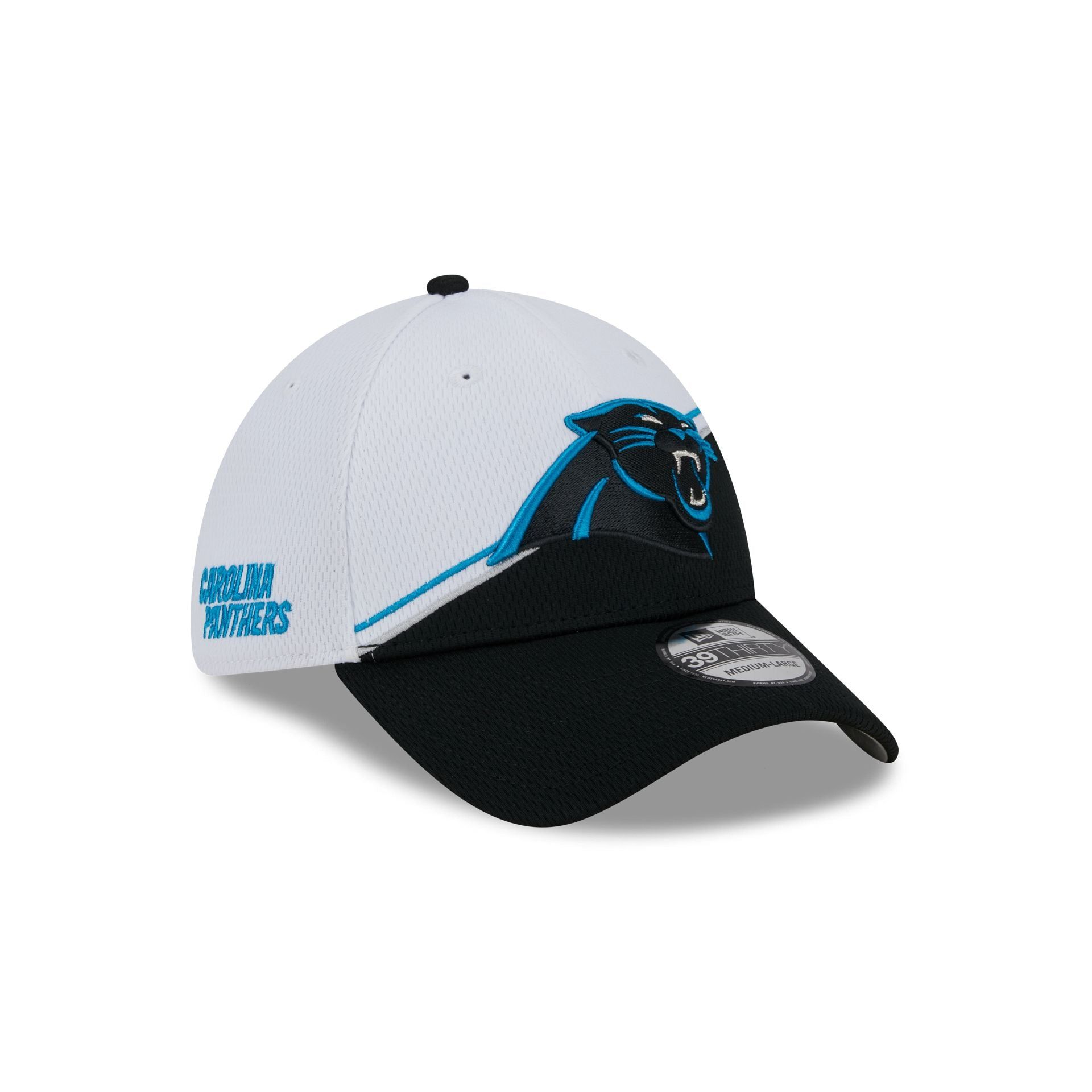 Carolina Panthers 2023 Sideline White 39THIRTY Stretch Fit Hat sold by New Era