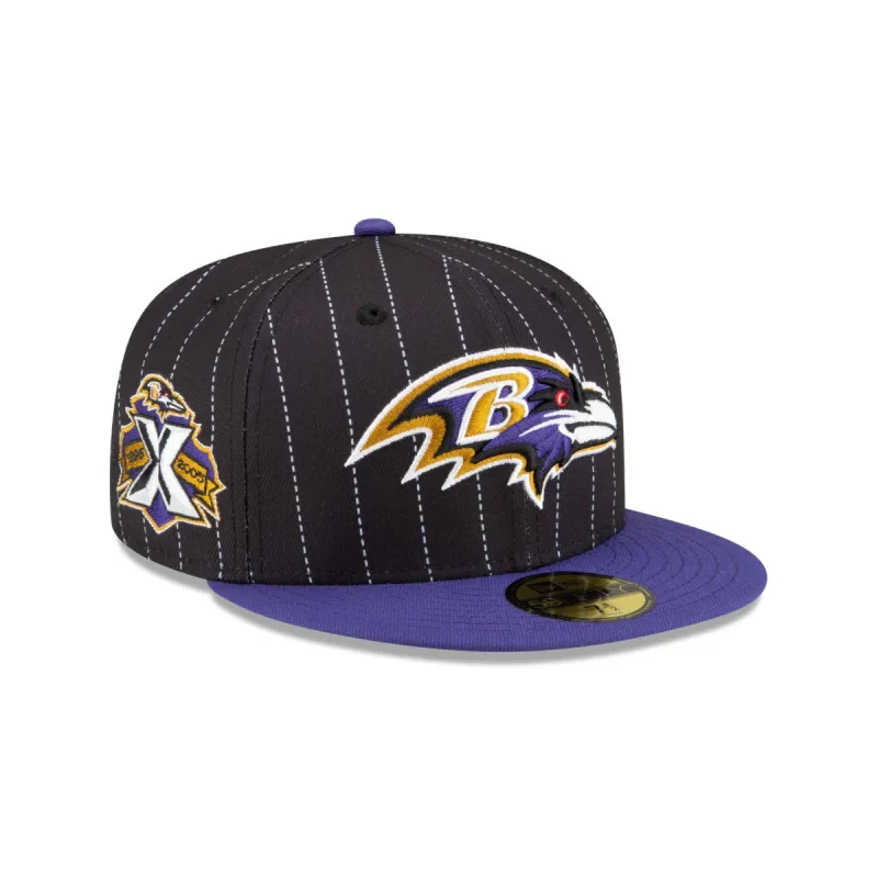 Just Caps Pinstripe Baltimore Ravens 59FIFTY Fitted Hat sold by New Era