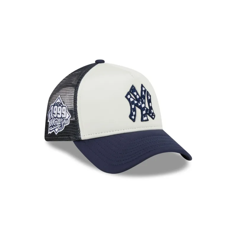 New York Yankees Checkered Flag 9FORTY A-Frame Trucker Hat sold by New Era