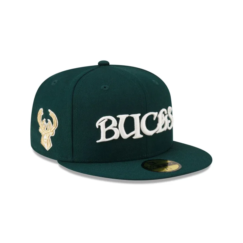 Just Caps Dark Green Wool Milwaukee Bucks 59FIFTY Fitted Hat sold by New Era