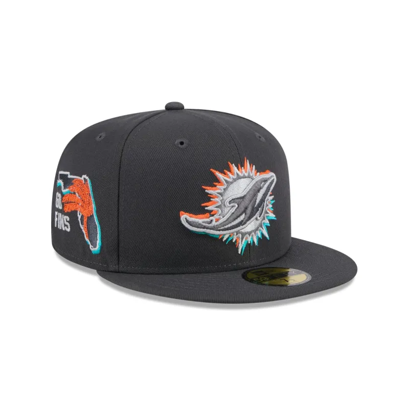 Miami Dolphins 2024 Draft Gray 59FIFTY Fitted Hat sold by New Era