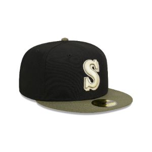 Seattle Mariners Khaki Green 59FIFTY Fitted Hat sold by New Era