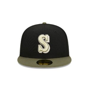 Seattle Mariners Khaki Green 59FIFTY Fitted Hat sold by New Era