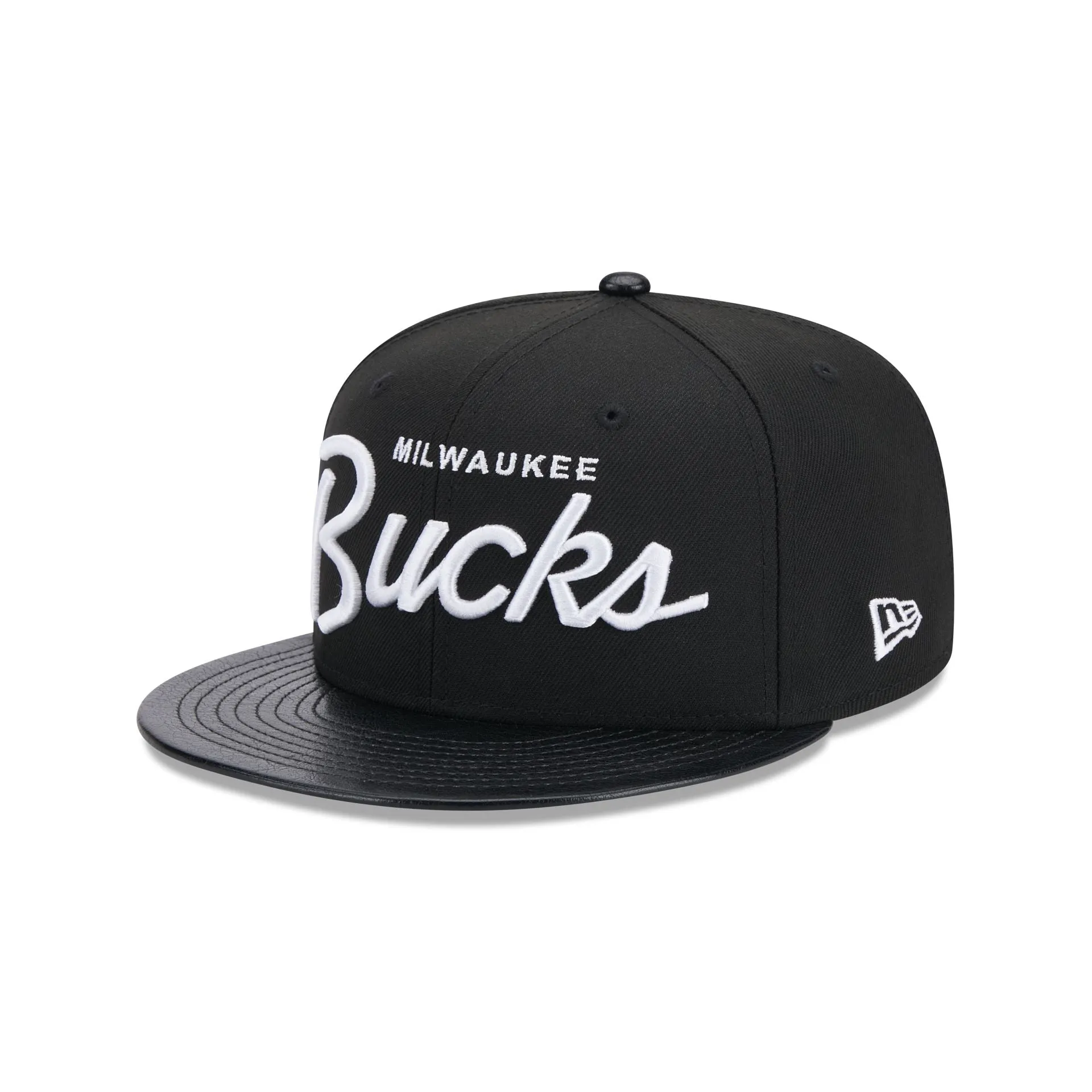 Milwaukee Bucks Faux Leather Visor 9FIFTY Snapback Hat sold by New Era product image thumbnail 3