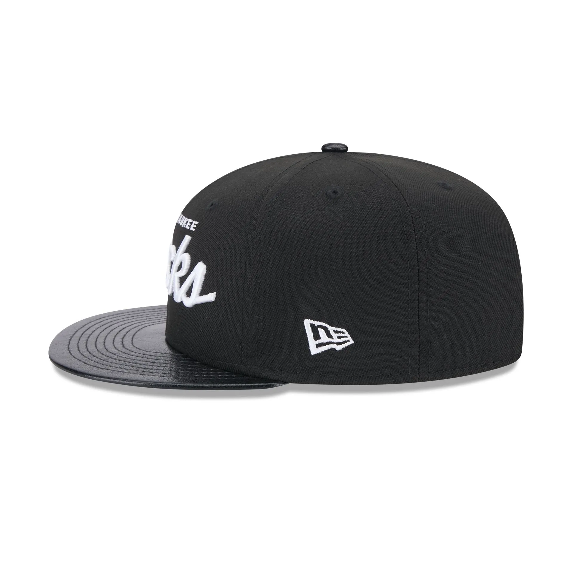 Milwaukee Bucks Faux Leather Visor 9FIFTY Snapback Hat sold by New Era product image thumbnail 5