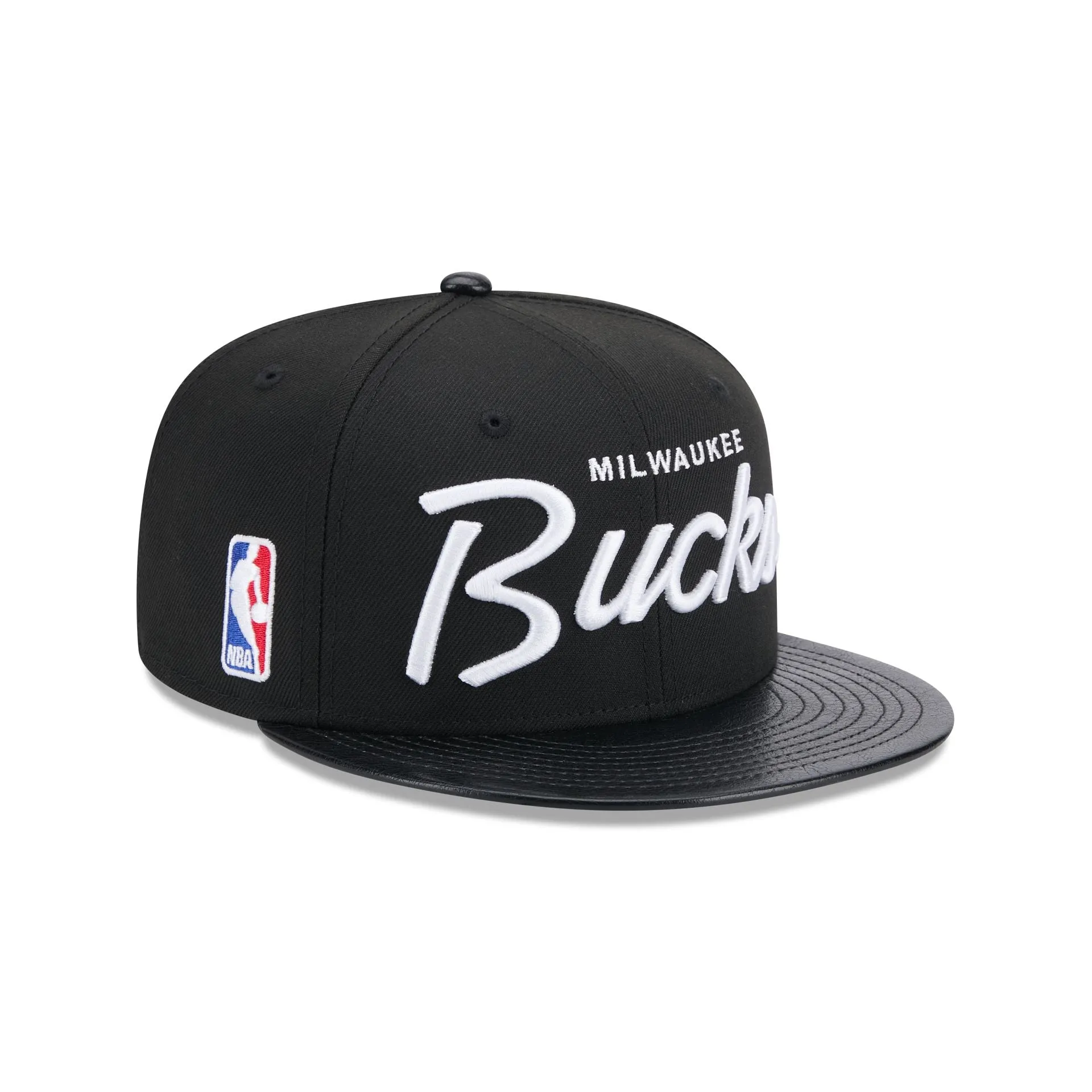 Milwaukee Bucks Faux Leather Visor 9FIFTY Snapback Hat sold by New Era