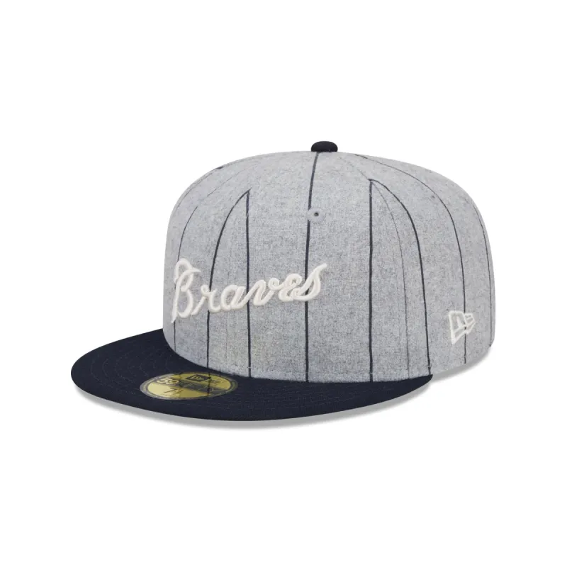 Atlanta Braves Heather Pinstripe 59FIFTY Fitted Hat sold by New Era