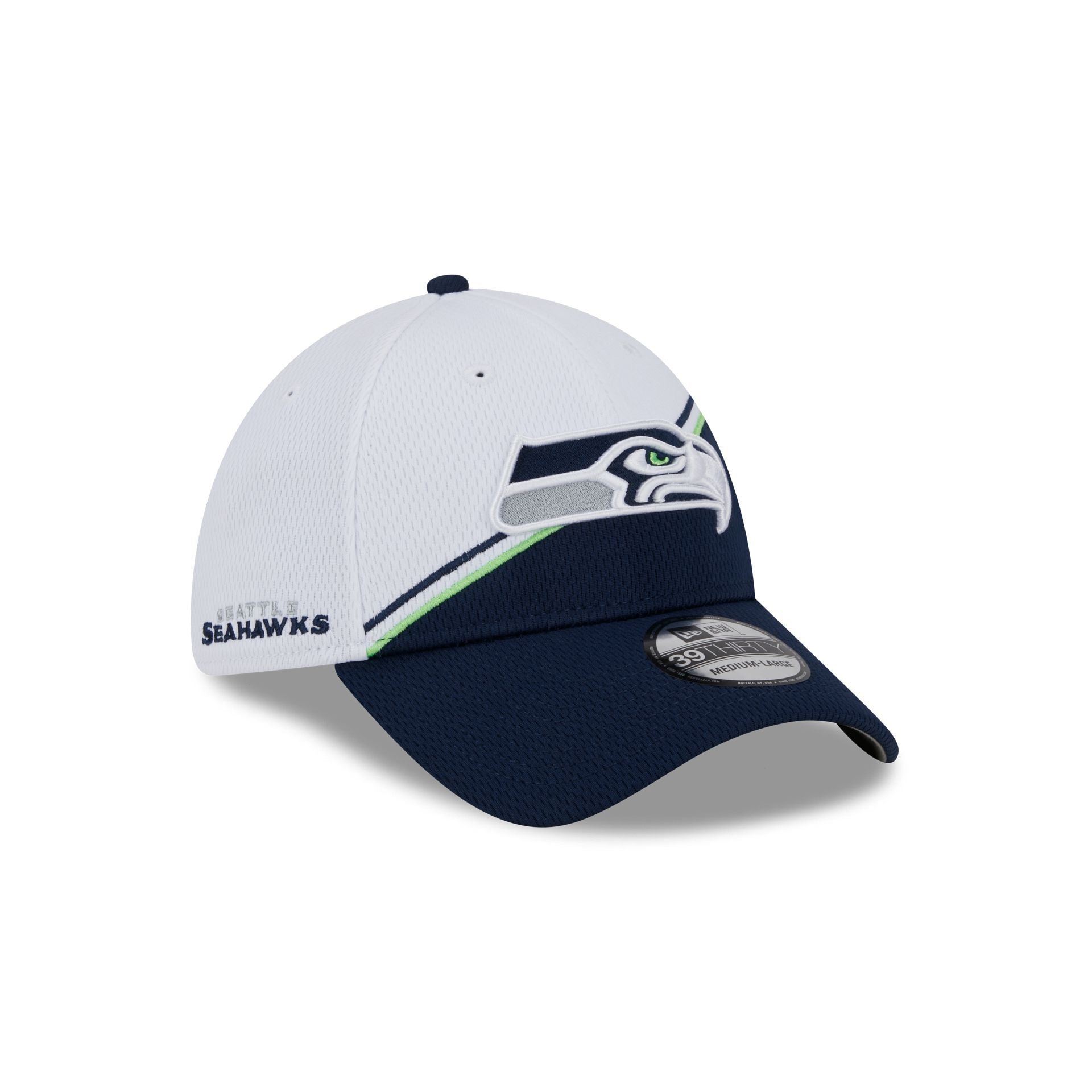 Seattle Seahawks 2023 Sideline White 39THIRTY Stretch Fit Hat sold by New Era