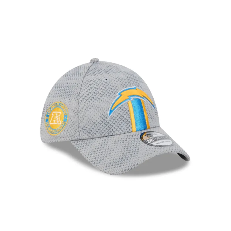 Los Angeles Chargers 2024 Sideline Gray 39THIRTY Stretch Fit Hat sold by New Era