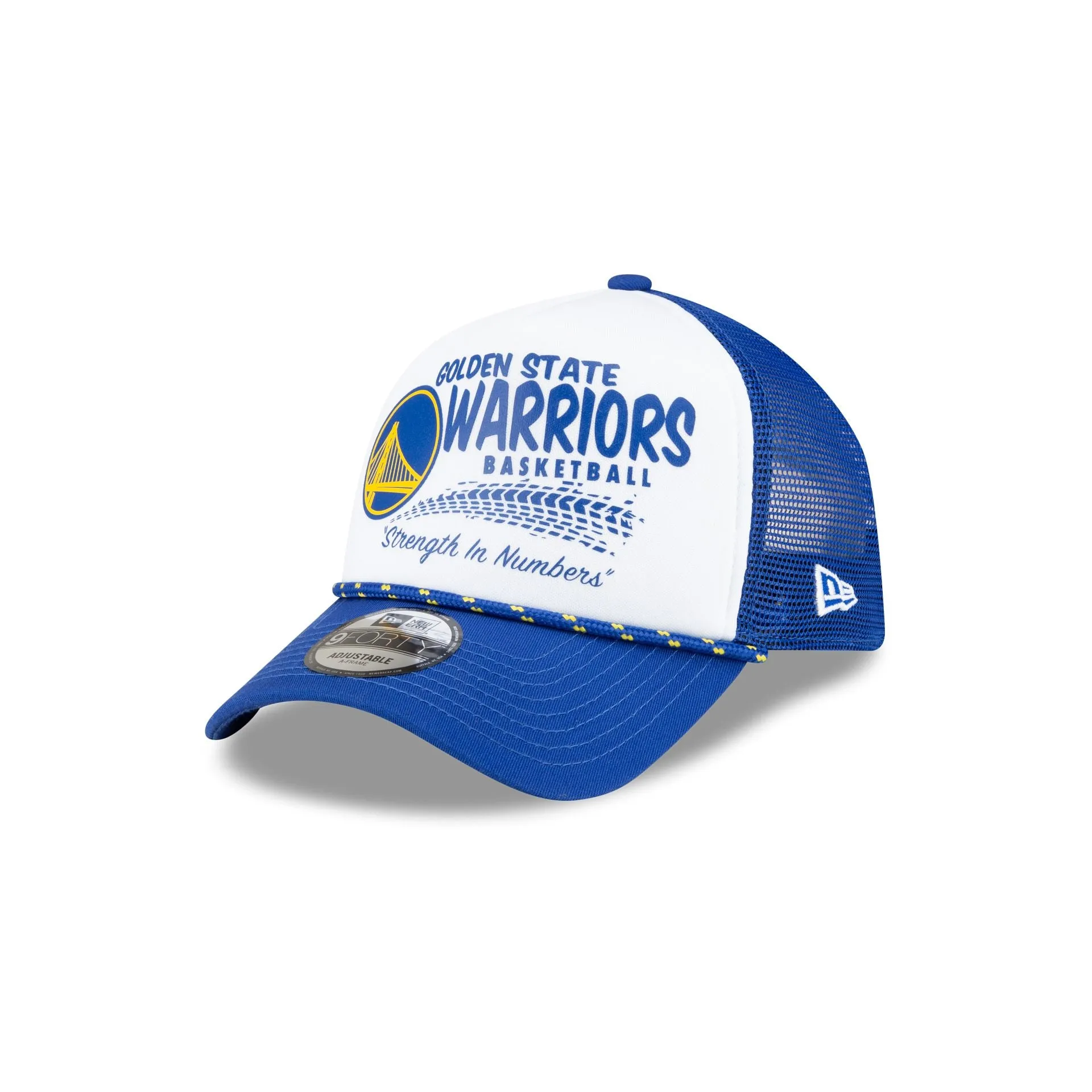 Golden State Warriors 2024 Rally Drive White 9FORTY A-Frame Trucker Hat sold by New Era