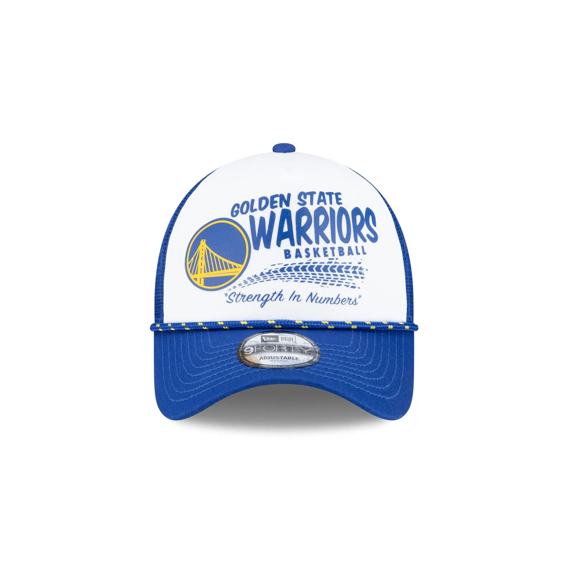 Golden State Warriors 2024 Rally Drive White 9FORTY A-Frame Trucker Hat sold by New Era product image thumbnail 2