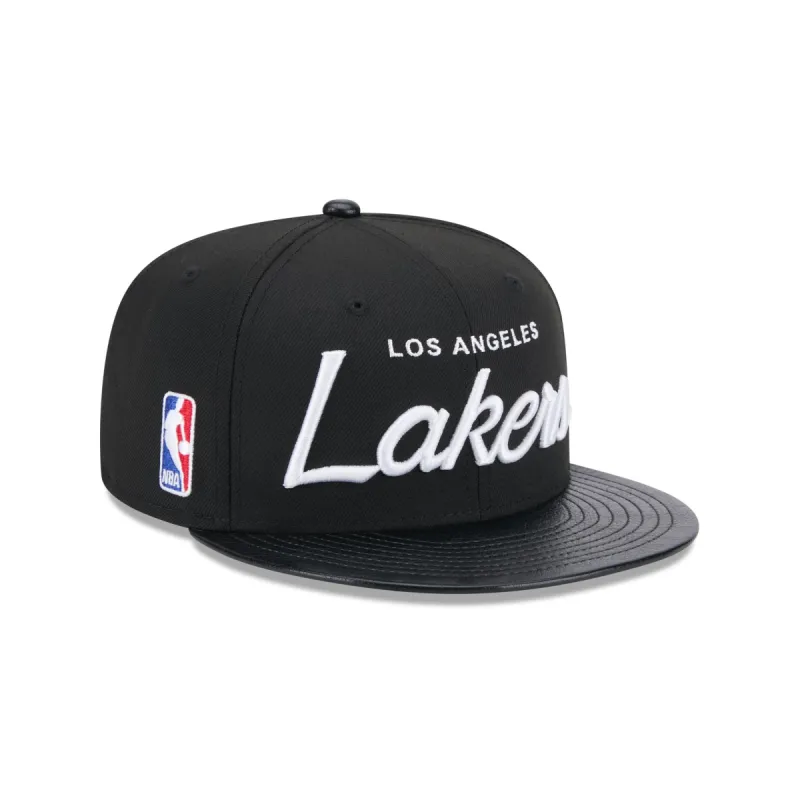 Los Angeles Lakers Faux Leather Visor 9FIFTY Snapback Hat sold by New Era