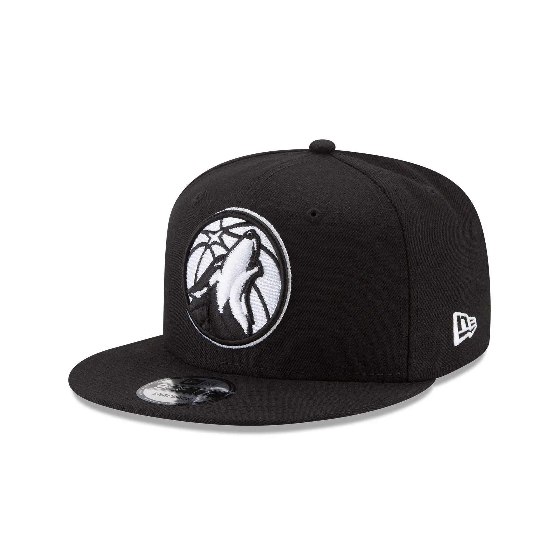 Minnesota Timberwolves Basic Black & White 9FIFTY Snapback Hat sold by New Era