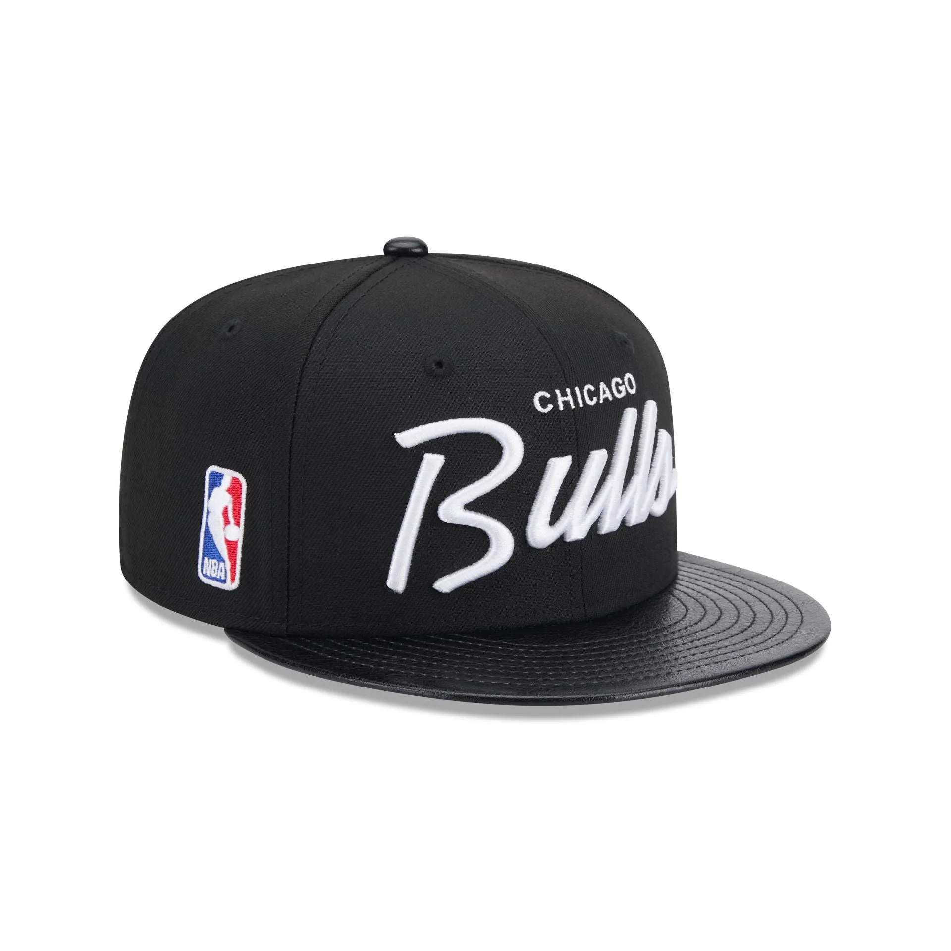 Chicago Bulls Faux Leather Visor 9FIFTY Snapback Hat sold by New Era
