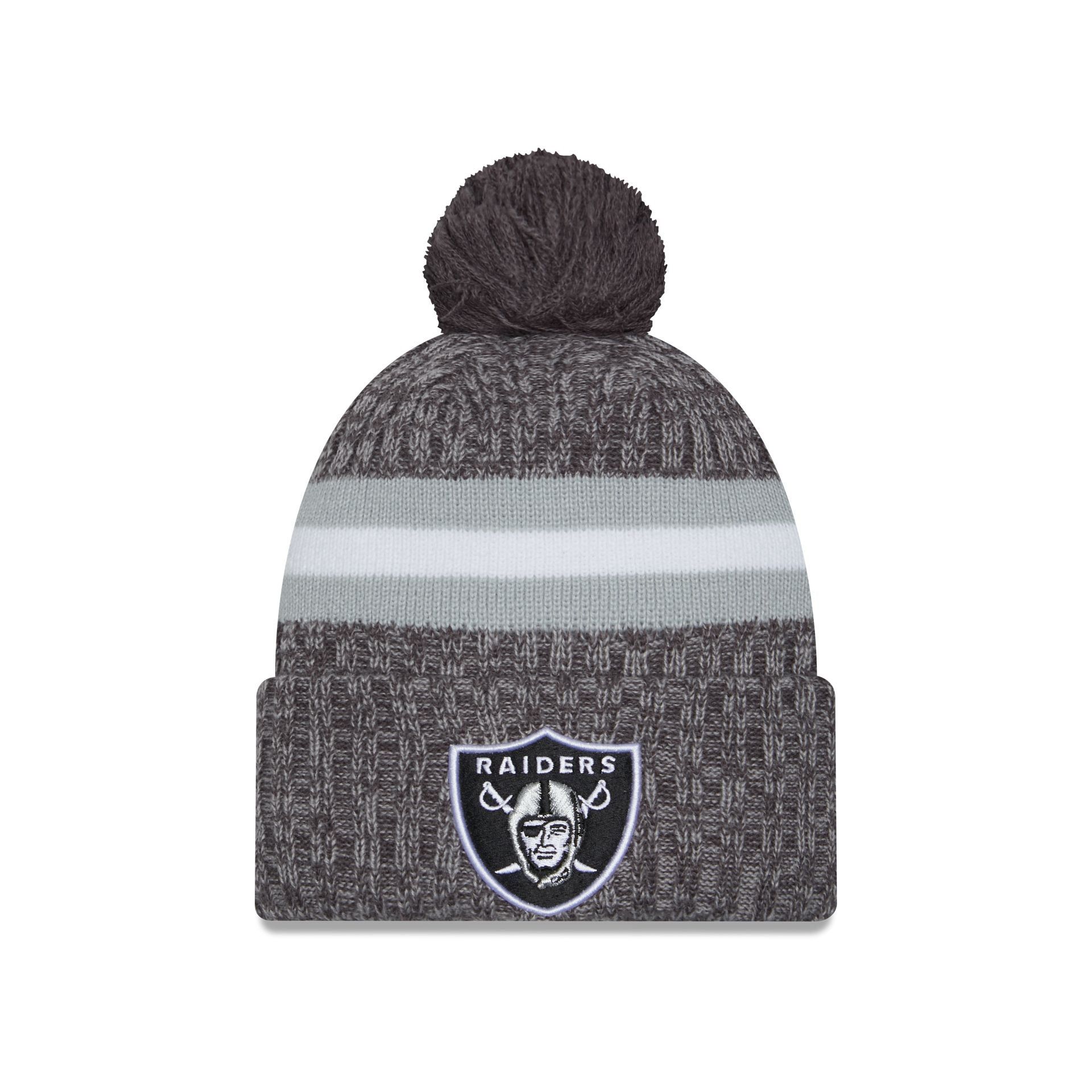 Las Vegas Raiders 2023 Cold Weather Gray Pom Knit Hat sold by New Era