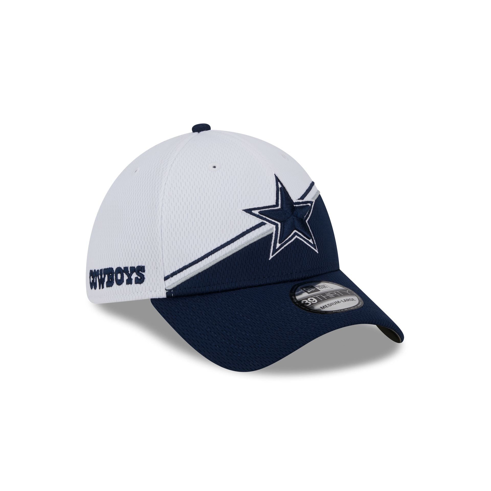 Dallas Cowboys 2023 Sideline White 39THIRTY Stretch Fit Hat sold by New Era