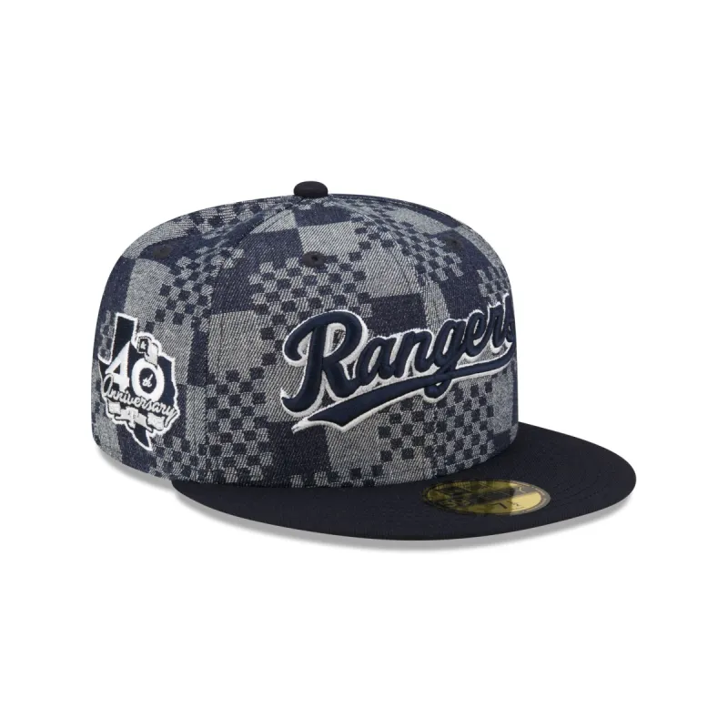 Texas Rangers Pattern Denim 59FIFTY Fitted Hat sold by New Era