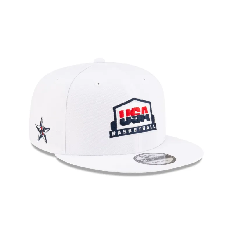 USA Basketball Optic White Sidepatch 9FIFTY Snapback Hat sold by New Era