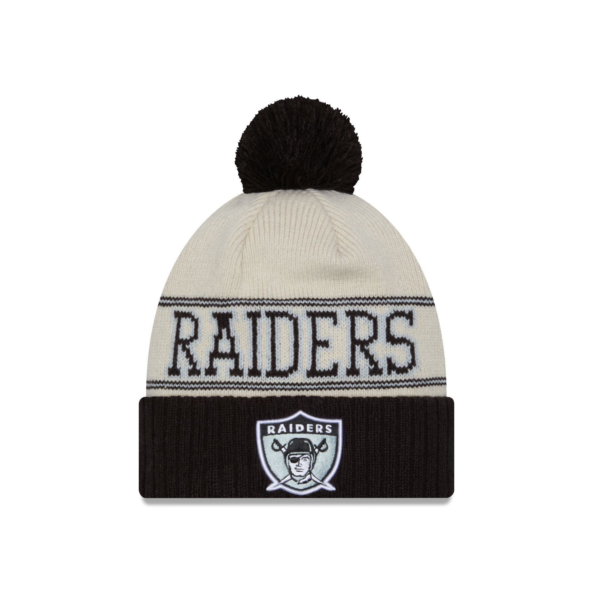 Las Vegas Raiders 2023 Cold Weather Historic Pom Knit Hat sold by New Era