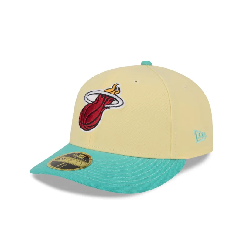 Miami Heat Soft Yellow Low Profile 59FIFTY Fitted Hat made by New Era