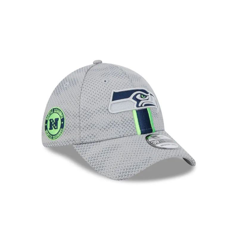 Seattle Seahawks 2024 Sideline Gray 39THIRTY Stretch Fit Hat sold by New Era