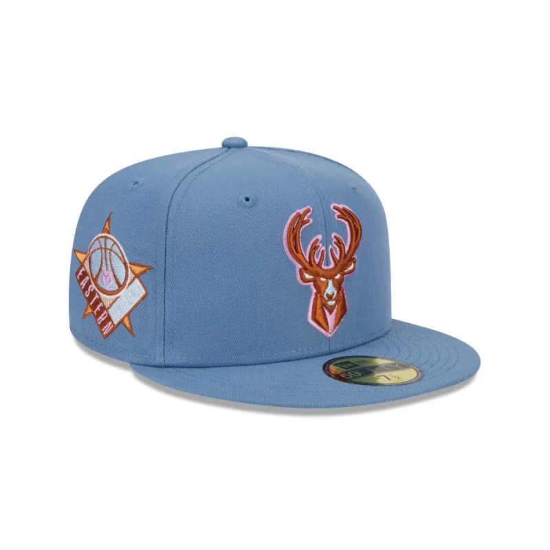 Milwaukee Bucks Color Pack Faded Blue 59FIFTY Fitted Hat sold by New Era