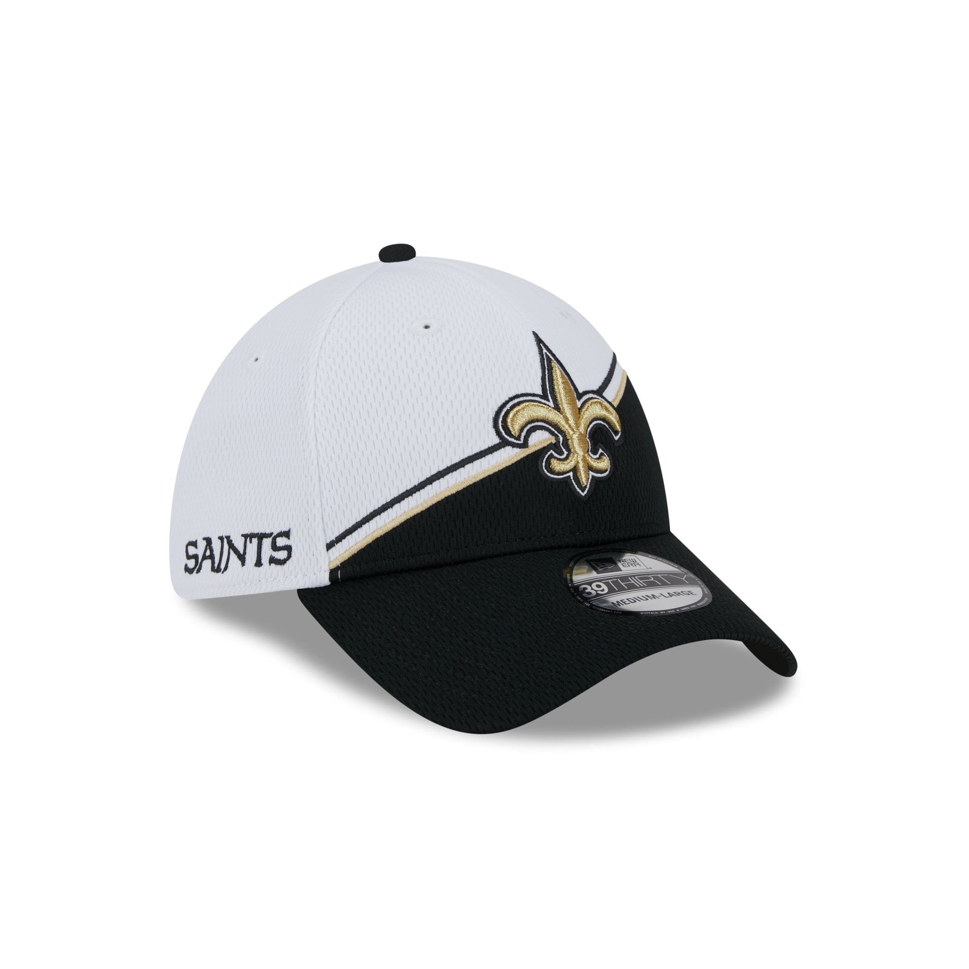 New Orleans Saints 2023 Sideline White 39THIRTY Stretch Fit Hat sold by New Era