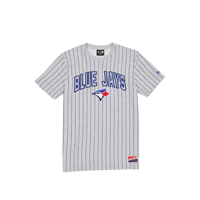 Toronto Blue Jays Throwback Gray Pinstripe T-Shirt sold by New Era