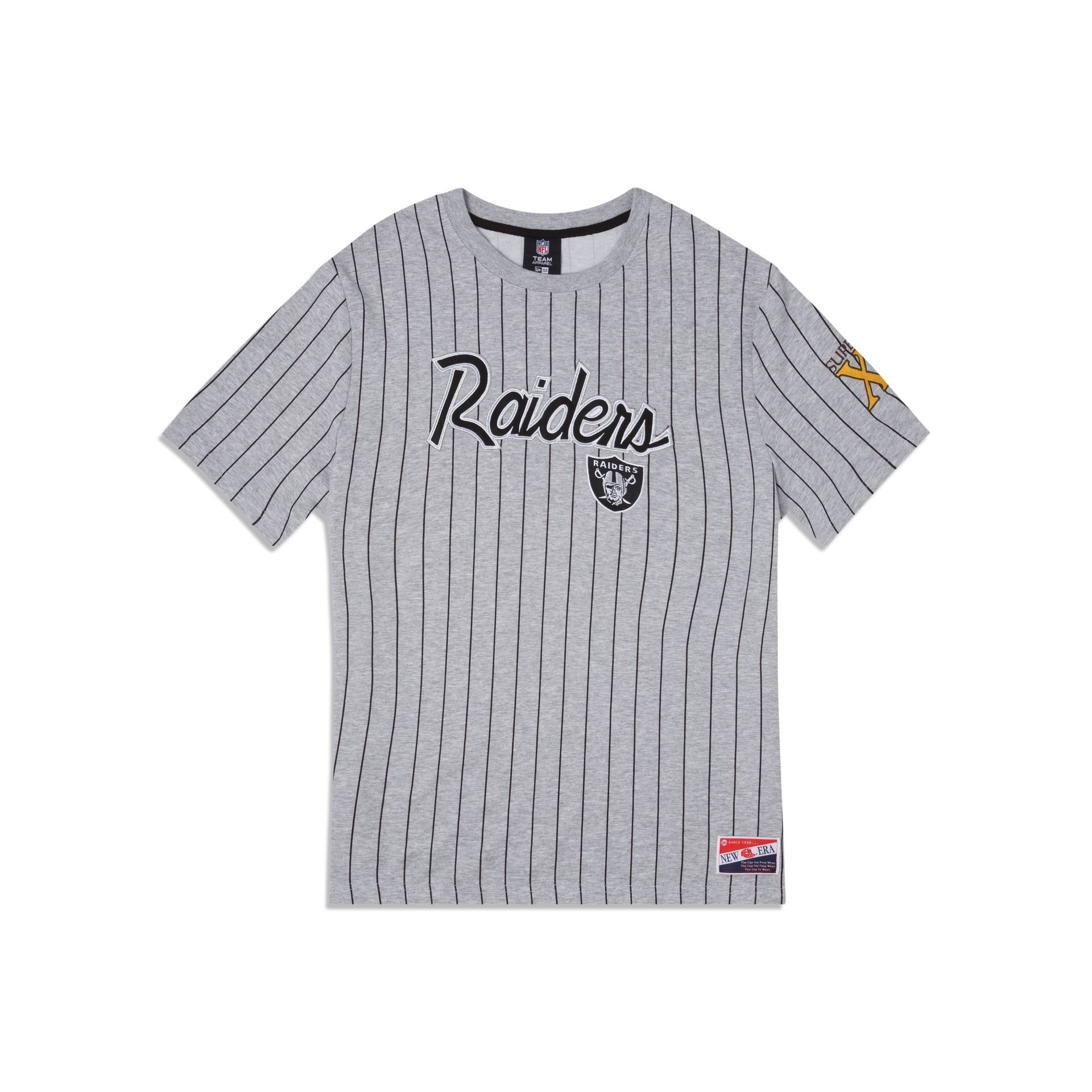 Las Vegas Raiders Throwback Striped T-Shirt sold by New Era