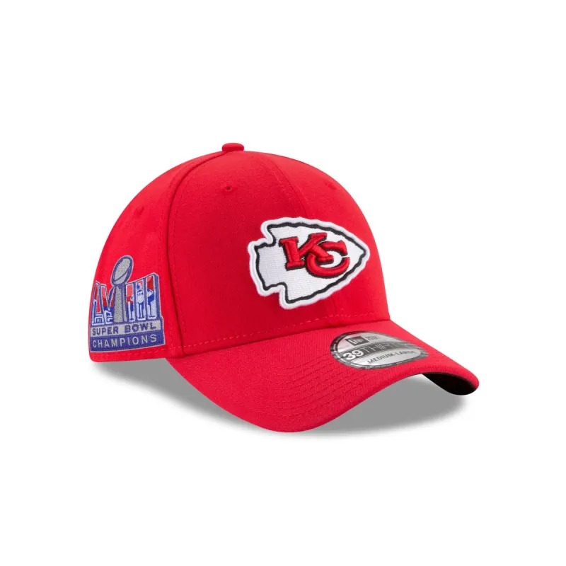 Kansas City Chiefs Super Bowl LVIII Champions Side Patch 39THIRTY Stretch Fit Hat sold by New Era